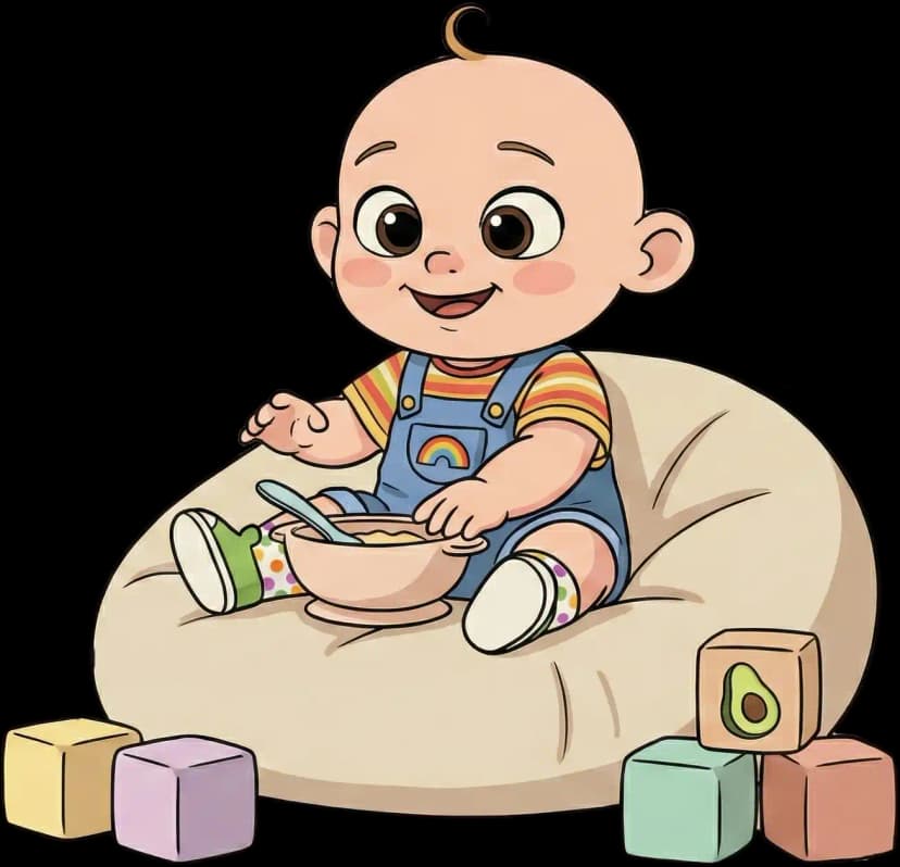 Baby eating on sofa