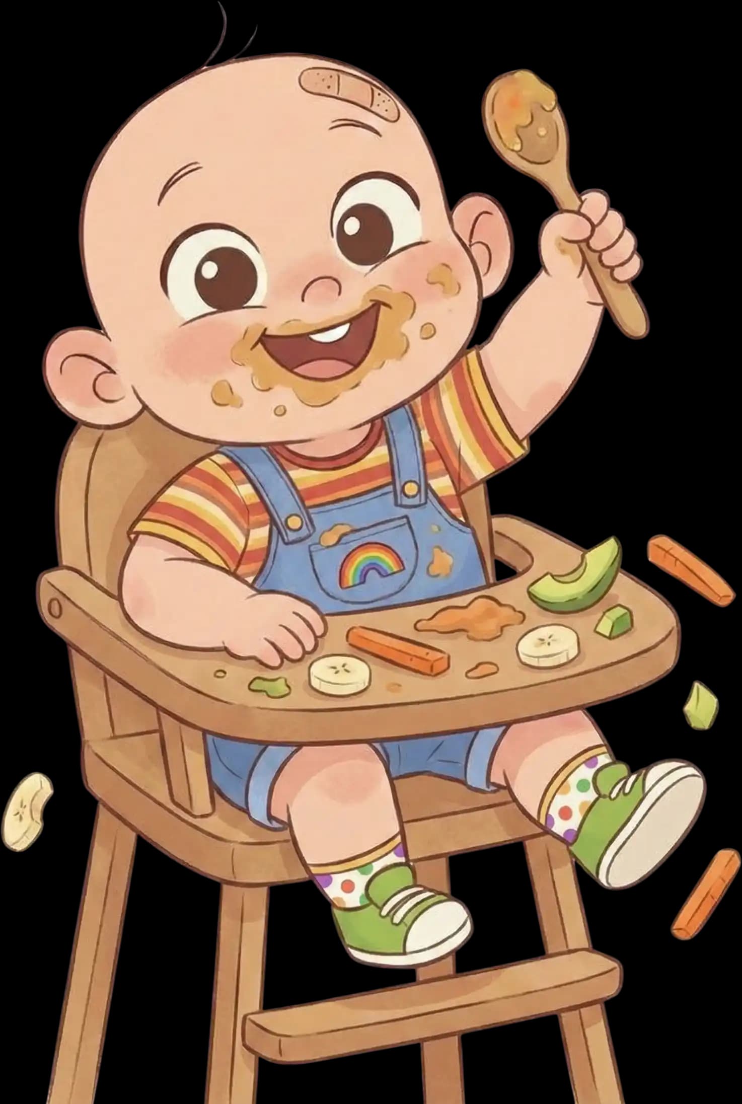 Baby eating in high chair